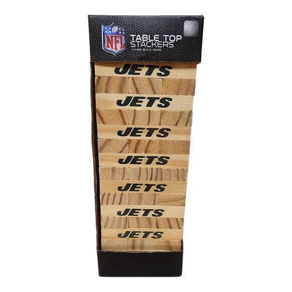NFL New York Jets Table Top Stackers Tailgate Wood Blocks Game, NEW Sealed Jenga - Picture 1 of 10